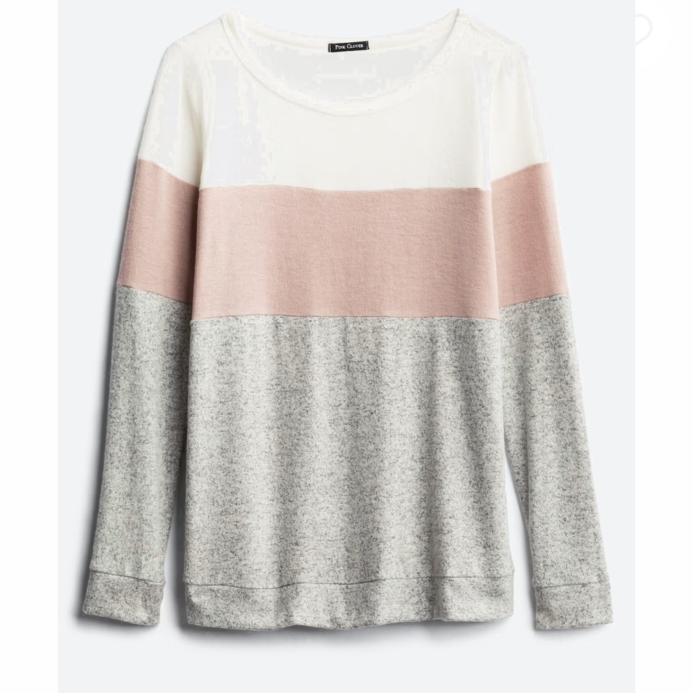Pink Clover Women's Sweater - Cream, Pink, Gray